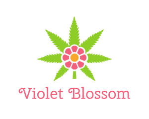 Cannabis Pink Flower logo design