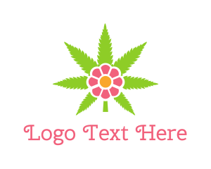 Florist - Cannabis Pink Flower logo design