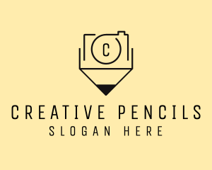 Camera Pencil Letter logo design