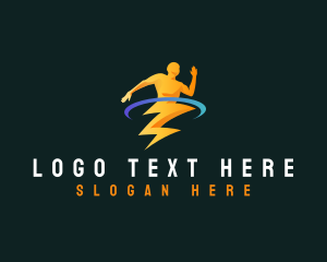 Runner - Lightning Man Power logo design