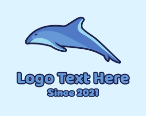 Blue Dolphin - Blue Diving Dolphin logo design