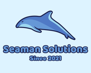 Blue Diving Dolphin logo design