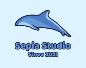 Blue Diving Dolphin logo design