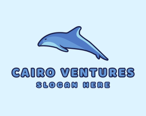 Blue Diving Dolphin logo design