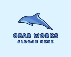 Blue Diving Dolphin logo design