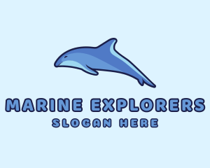 Blue Diving Dolphin logo design