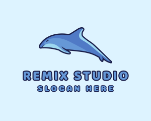 Blue Diving Dolphin logo design