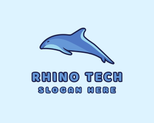 Blue Diving Dolphin logo design