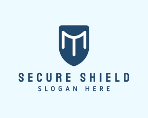 Antivirus - Blue Shield Letter M logo design