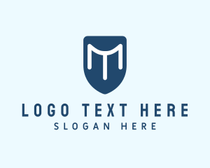 Shield - Blue Shield Letter M logo design
