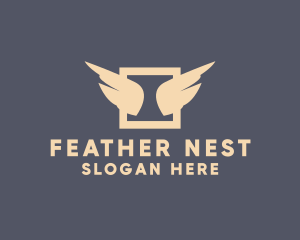 Modern Feather Wings logo design