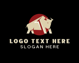 Oxen - Wild Bull Bison logo design