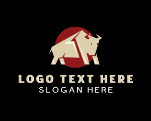 Bull Fighting - Wild Bull Bison logo design