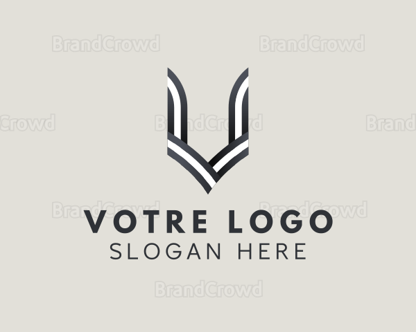 Stripe Line Letter V Logo
