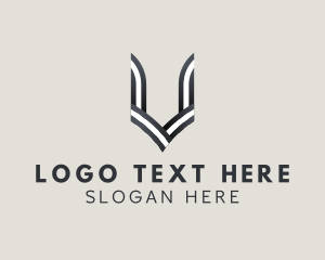 Greyscale - Stripe Line Letter V logo design