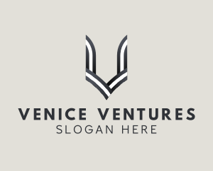 Stripe Line Letter V logo design