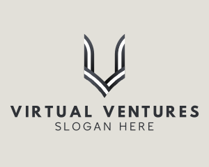 Stripe Line Letter V logo design