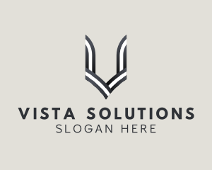 Stripe Line Letter V logo design