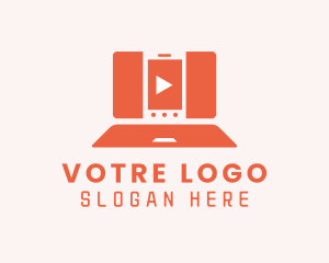 Vlogger - Laptop Play Button logo design