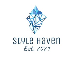 Skiing - Blue Geometric Iceberg logo design