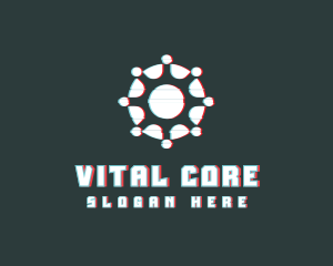 Core - Abstract Radial Glitch logo design