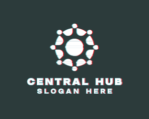 Central - Abstract Radial Glitch logo design