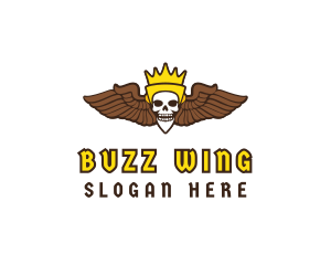 Skull Crown Wing logo design