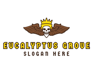 Skull Crown Wing logo design