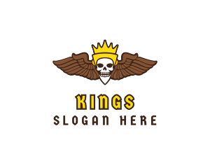 Skull Crown Wing logo design