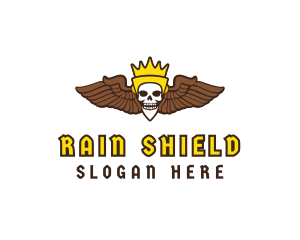 Skull Crown Wing logo design