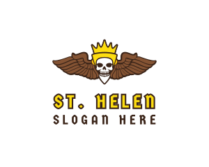 Skull Crown Wing logo design