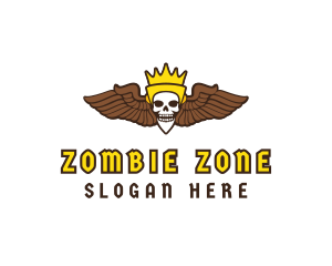 Zombie - Skull King Wing logo design