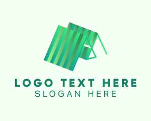 Green - Striped Roof House logo design