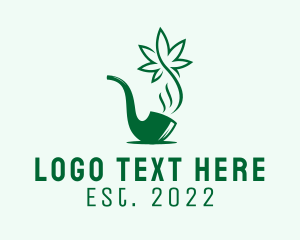 High - Green Pipe Marijuana logo design