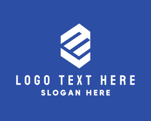 White - Tech Square Letter E logo design