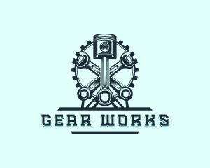 Piston Wrench Gear logo design