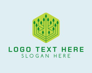 Eco - Leaf Cyber Chip logo design