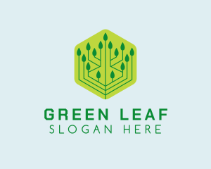 Leaf Cyber Chip logo design