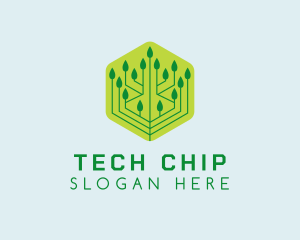 Leaf Cyber Chip logo design