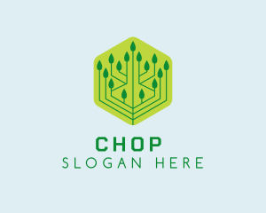 Eco Friendly - Leaf Cyber Chip logo design