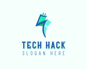 Lightning Tech Plug logo design