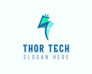 Lightning Tech Plug logo design