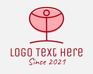 Pub - Red Wine Glass logo design