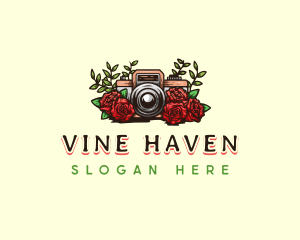 Floral Rose Camera logo design