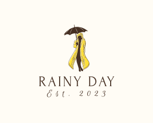 Raincoat Umbrella Fashion logo design