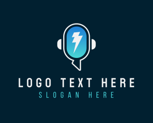 Talk Radio - Flash Lightning Podcast Mic logo design