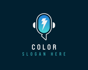 Podcast - Flash Lightning Podcast Mic logo design