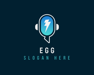 Radio Station - Flash Lightning Podcast Mic logo design