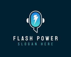 Flash Lightning Podcast Mic logo design