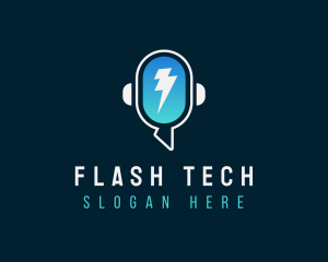 Flash - Flash Lightning Podcast Mic logo design